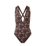 Marina One Piece Palmas Marrón/Beige