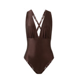 Marina One Piece Palmas Marrón/Beige