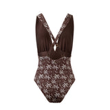 Marina One Piece Palmas Marrón/Beige