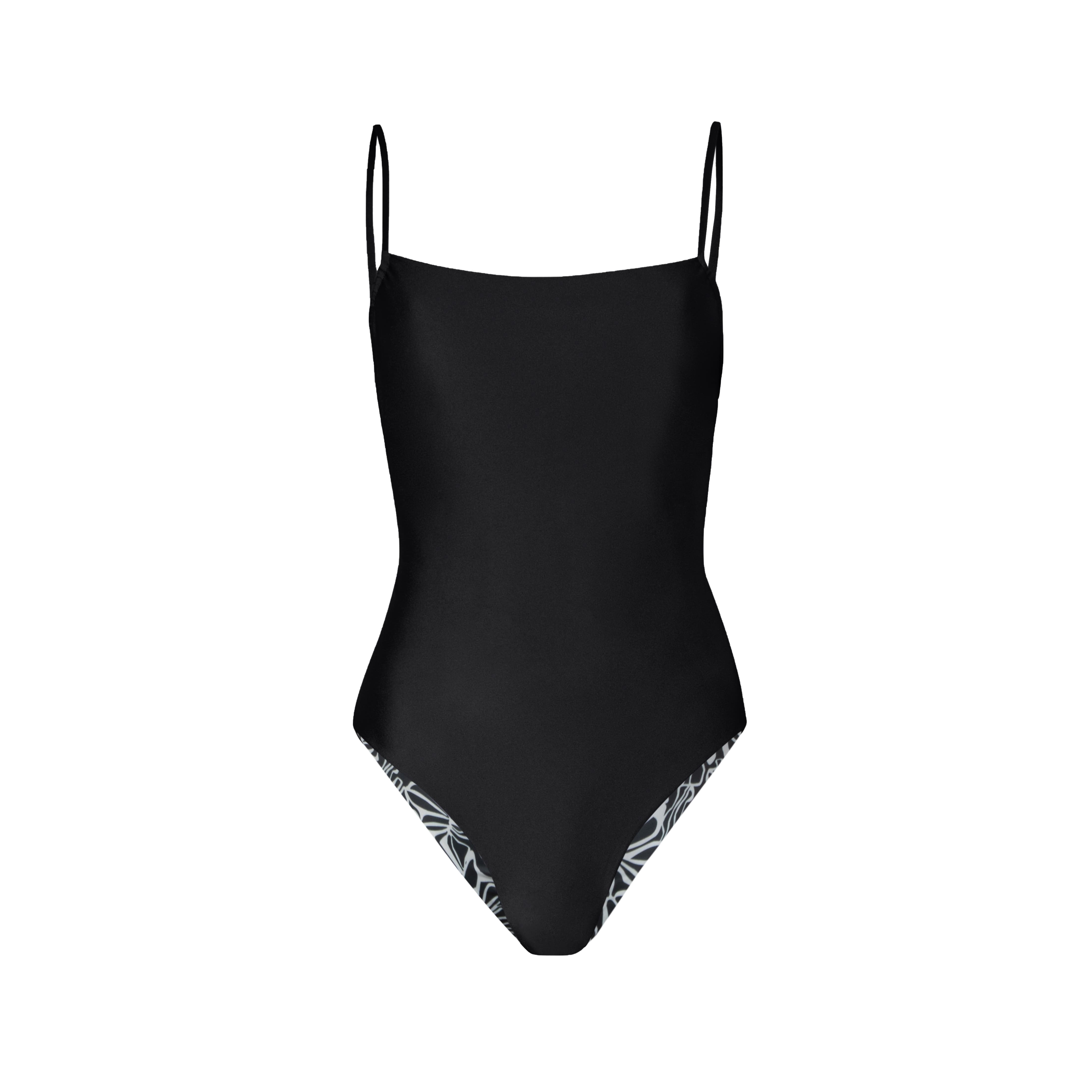 Kaia One Piece Leaves Negro /Ivory