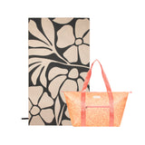 Pack Weekender Leaves Coral/Amarillo + Toalla Floral Ivory/Negro